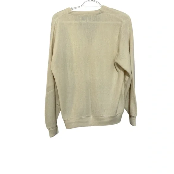 Vintage Lacoste Cream Knit Cardigan Men’s M USA Made Unisex Preppy 80’s - Picture 4 of 7